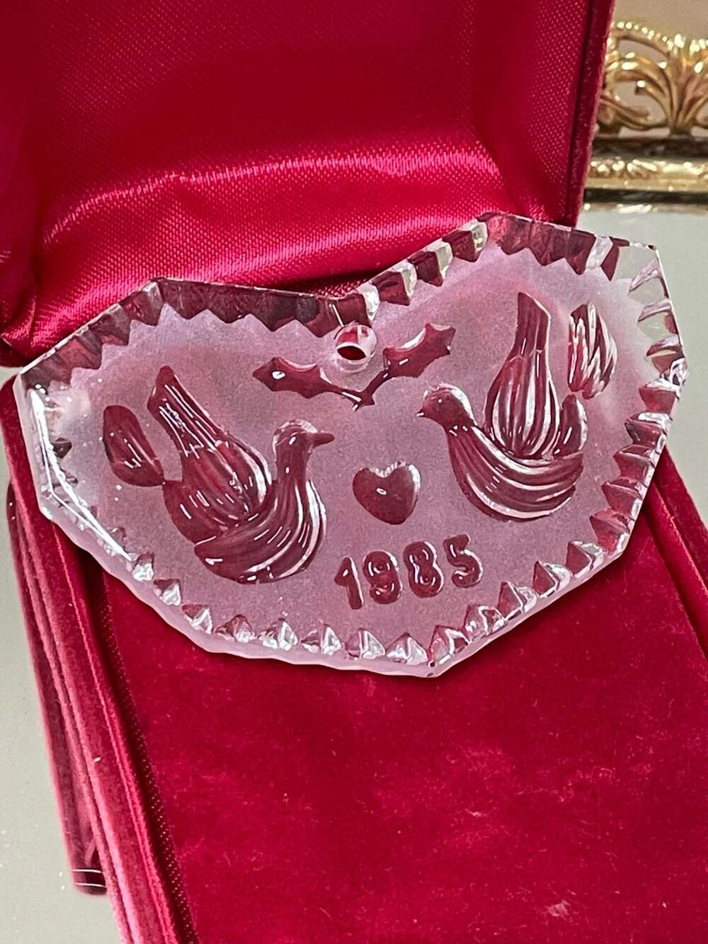 Waterford Crystal 1985 12 Days of Christmas Two Turtle Doves Ornament